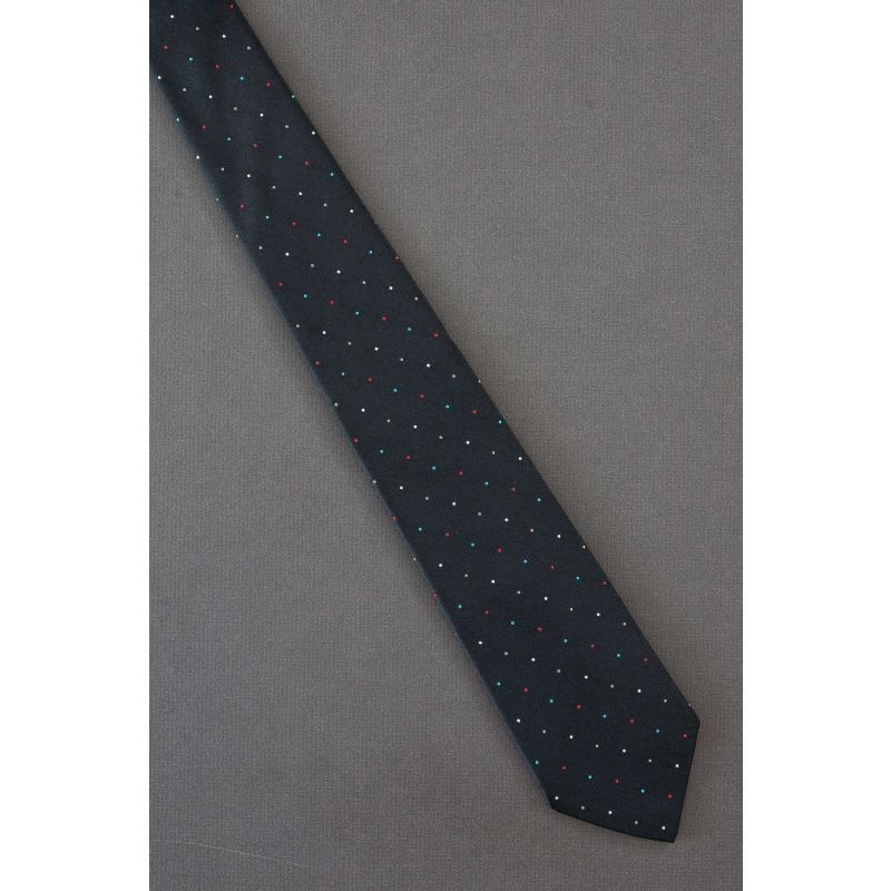 Colorful Pin Dot On A 80's Vintage Black Tie