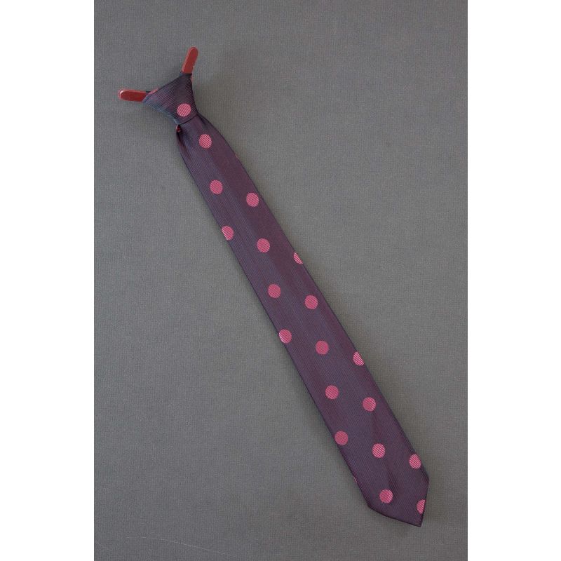 Pink Polka Dot - 1950's Skinny Clip On Necktie
