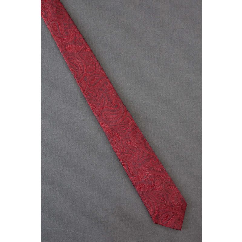 Red Paisley - Modern Skinny Alfani Silk Tie