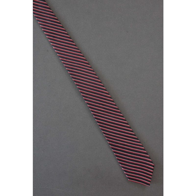 1980's Skinny Red & Black Striped Necktie