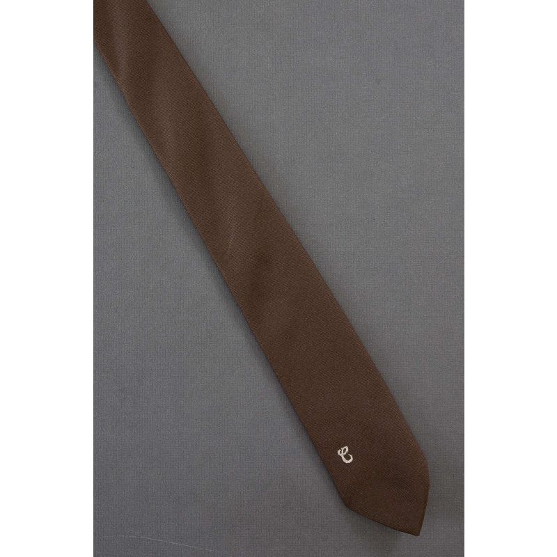 Initial - C - 80's Skinny Brown Monogram Tie