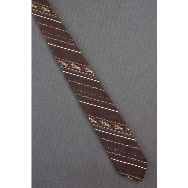 Jockeys on Horse - 1980's Skinny Racing Necktie