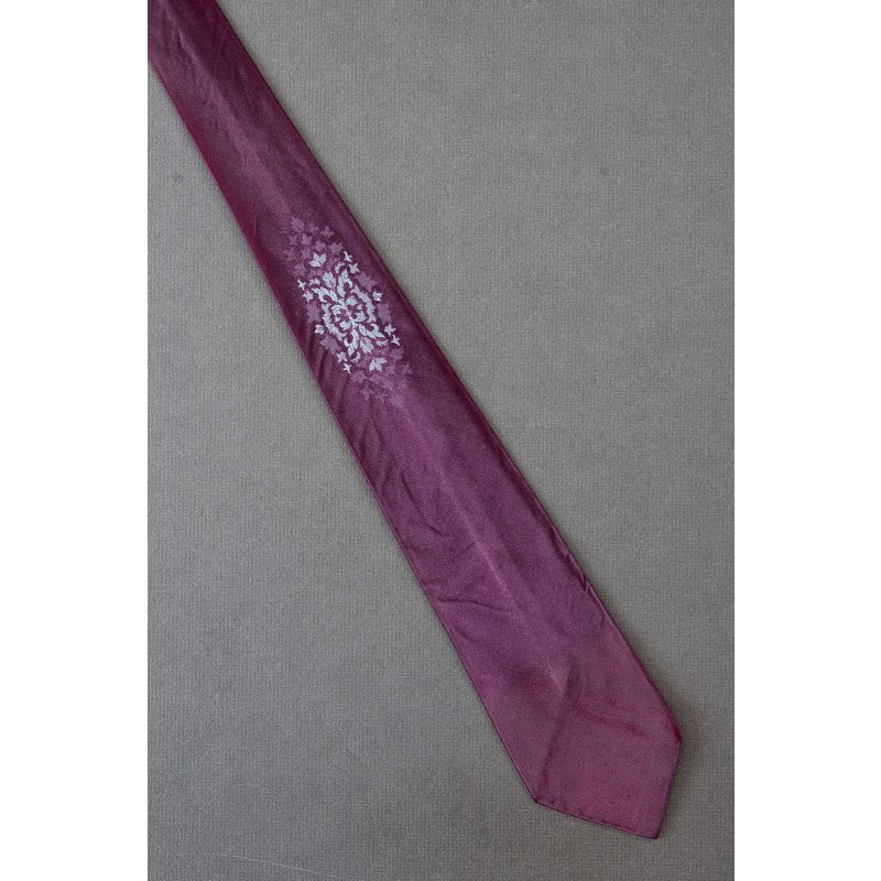 Ice Blue Floral Flourish - 1980's Purple Vintage Tie
