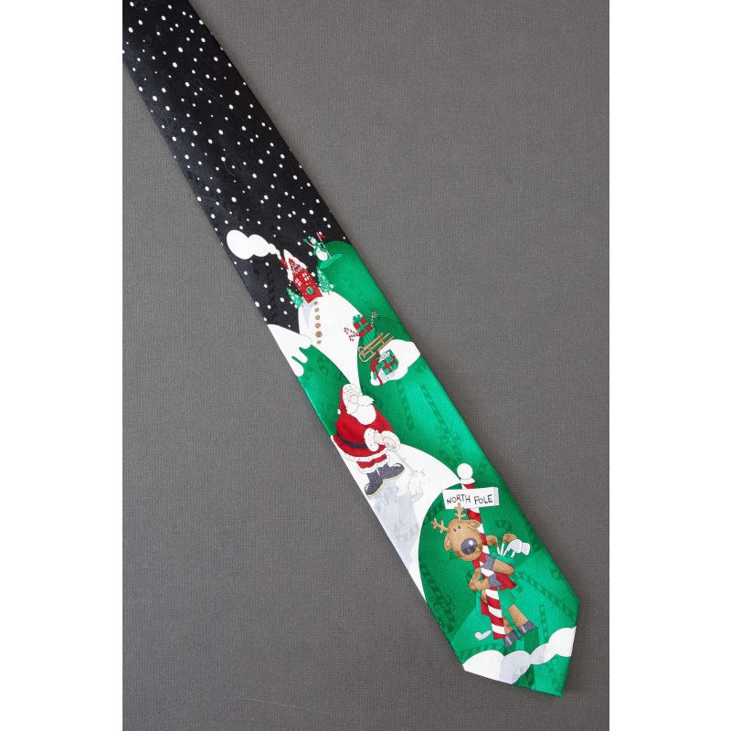Santa & Reindeer Golf At North Pole - Christmas Tie