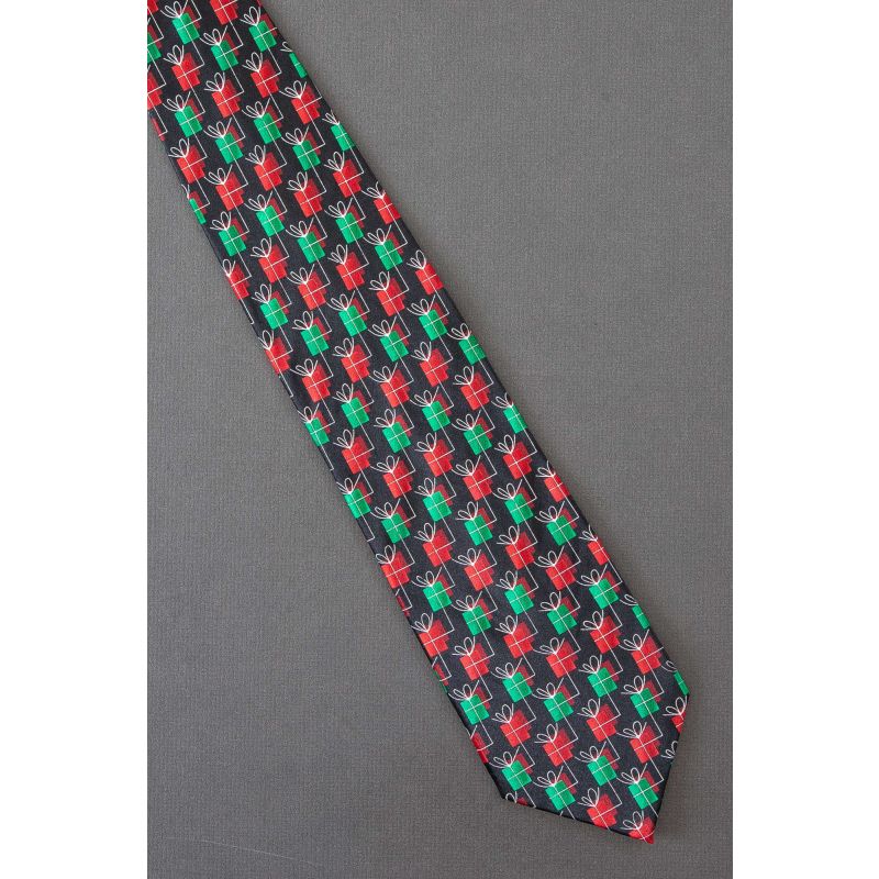 Green & Red Wrapped Gifts - Christmas Necktie