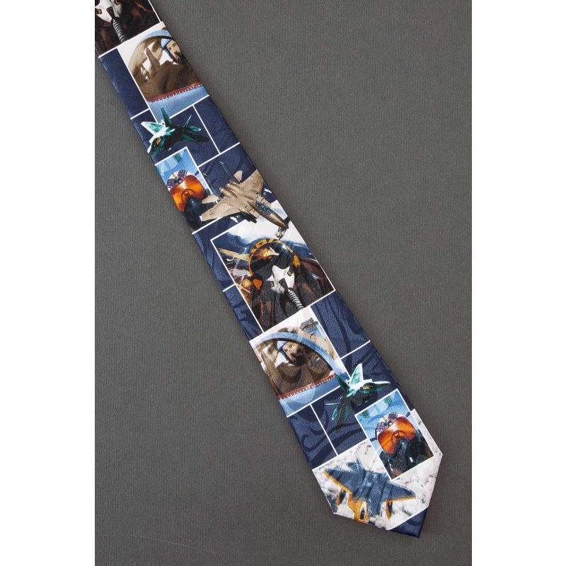 Jet Fighter Planes & Pilots Collage - Navy Necktie