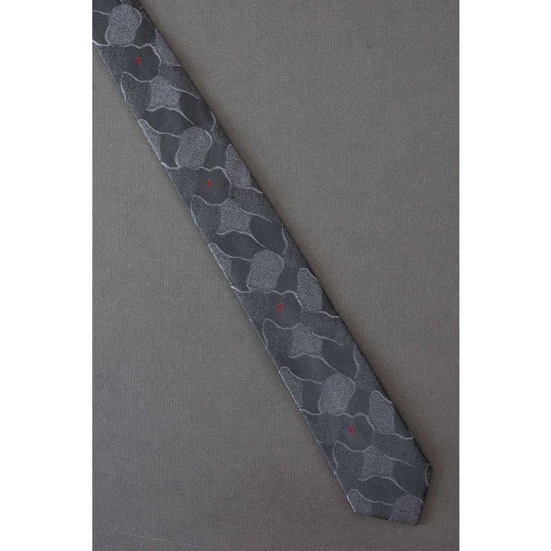 80's Amorphous Skinny Gray Tie & Touch of Red