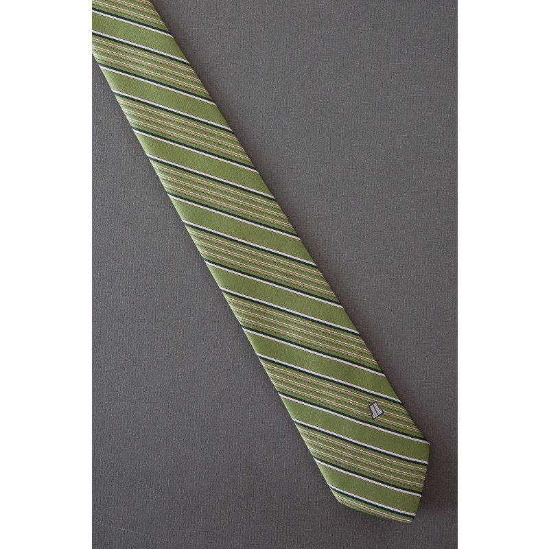 1980's Skinny Lanvin Logo - Green Striped Necktie