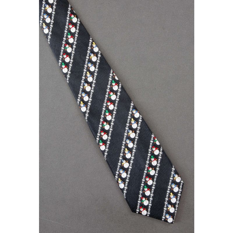 Snowmen In Snowflake Stripes - Christmas Tie
