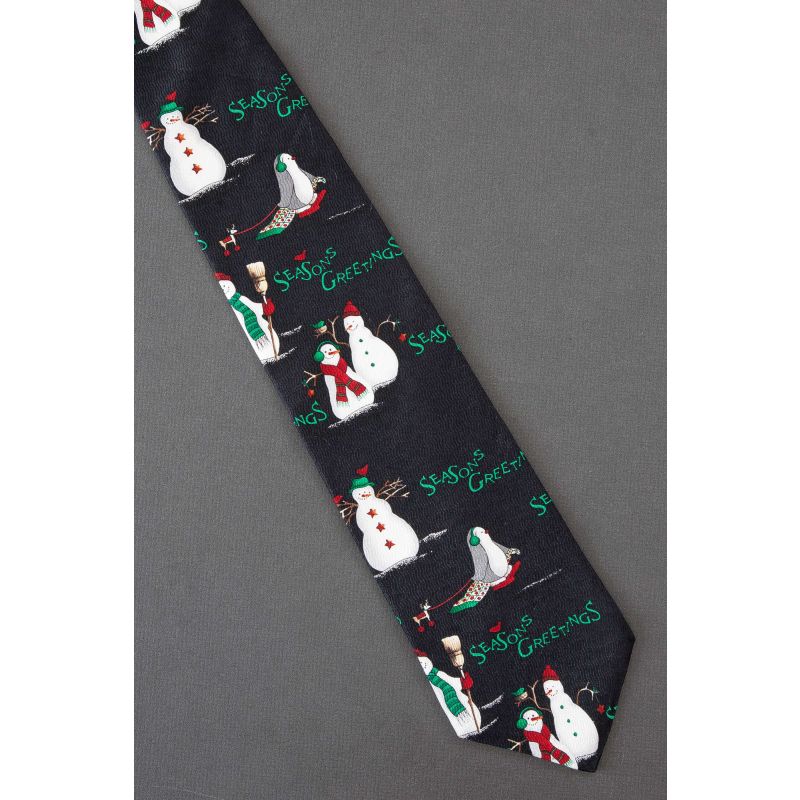 Snowman & Penguin Wish You Seasons Greetings Tie