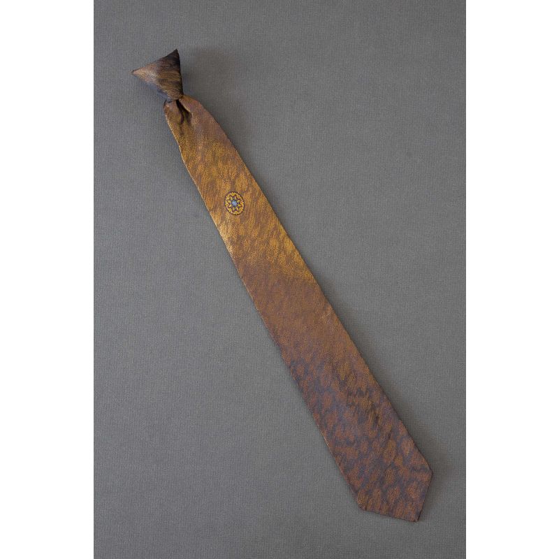 Orange With Flourish - 1950's Thin Clip-On Tie