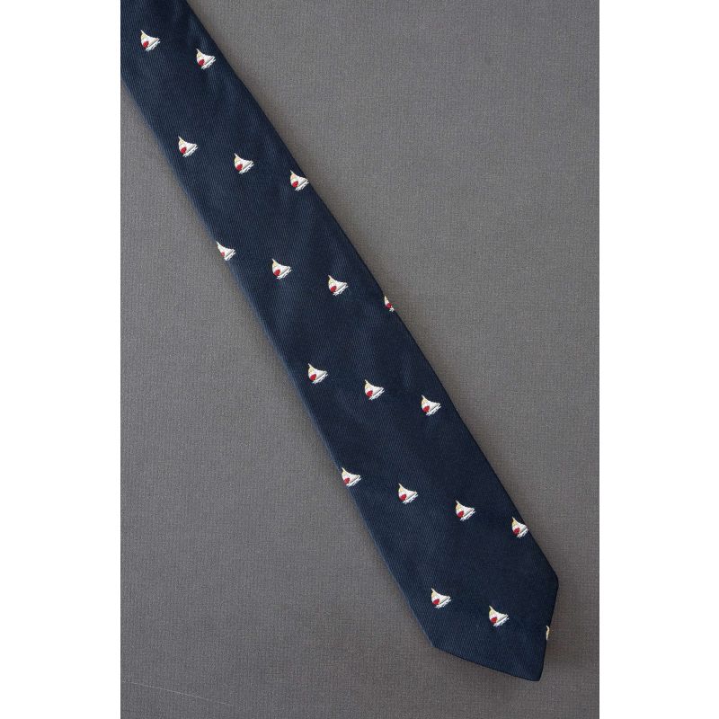 Sailboat Allover - 80's Narrow Navy Necktie