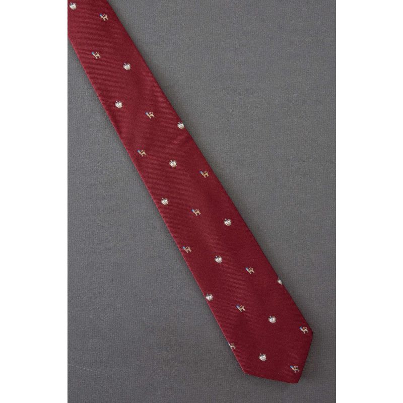 Lion & Crown Allover - 80's Skinny Red Necktie
