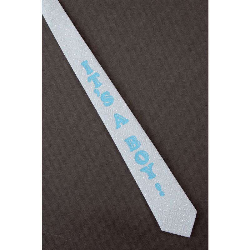 It's A Boy! 80's Skinny Blue Pin Dot Iron On Tie