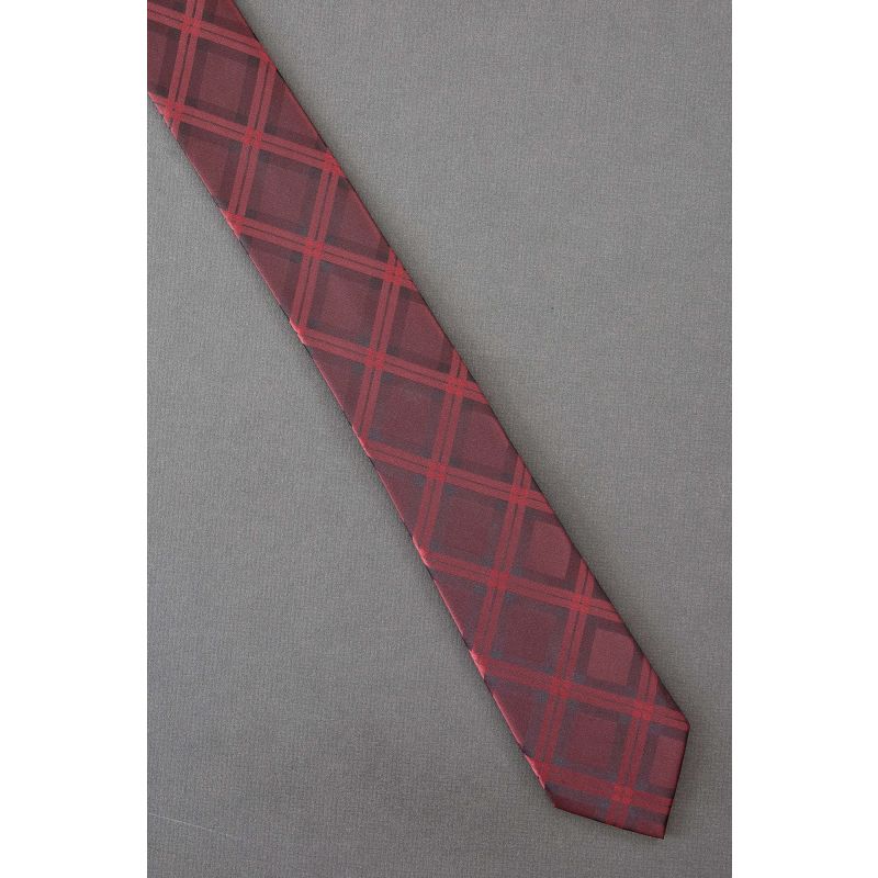 Red Checker - Men's Modern Skinny Necktie