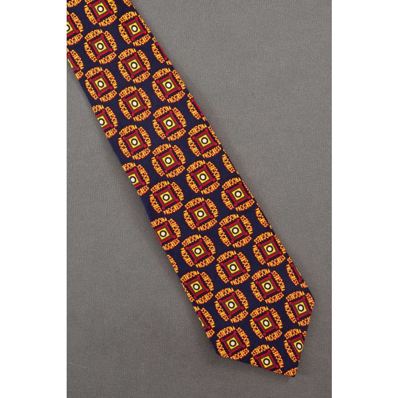 The Word Is PROGRESS -Unique Navy Silk Tie
