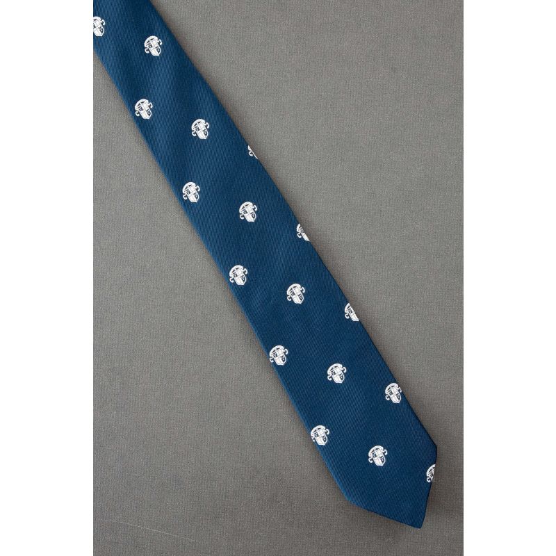 Crest Allover - 1980's Narrow Blue Necktie