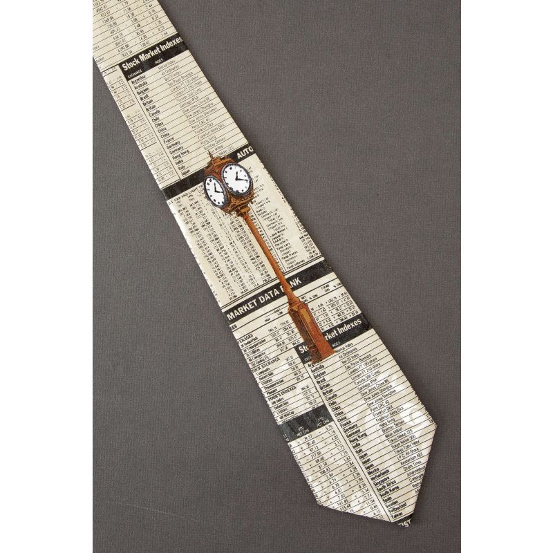 Clock & Stockbroker Charts - Stock Market Tie