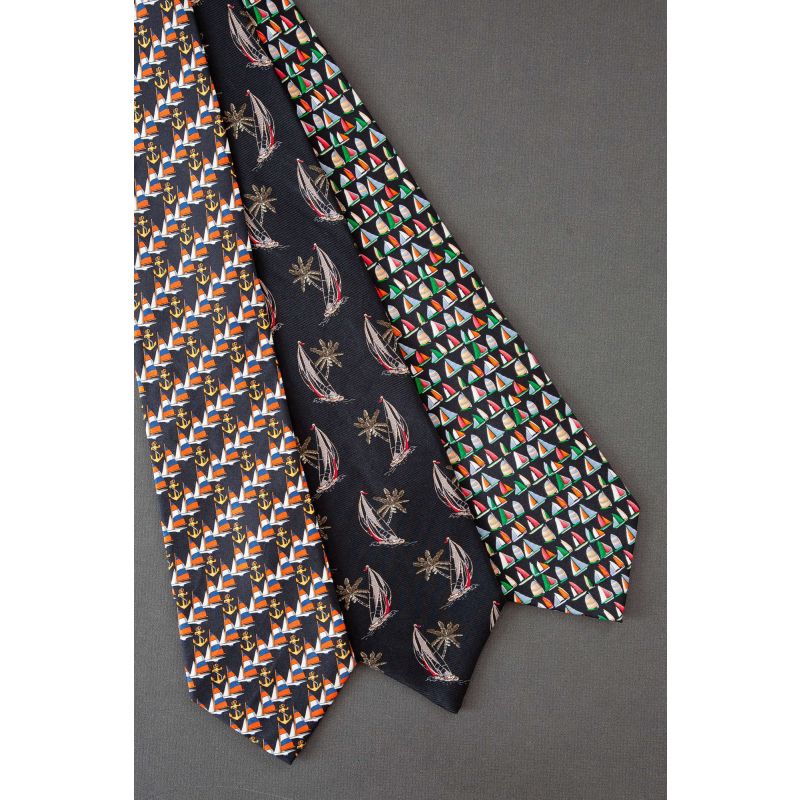 3 For $25 - Sailboats & Anchor Silk Neckties