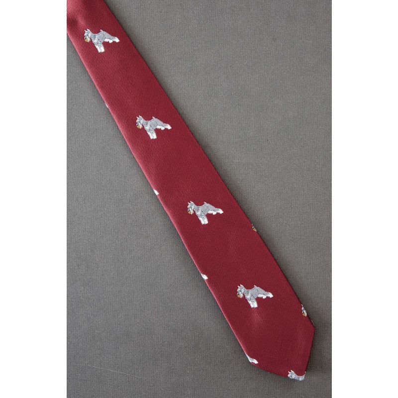 Terrier Dog Down Center of 80's Skinny Red Tie