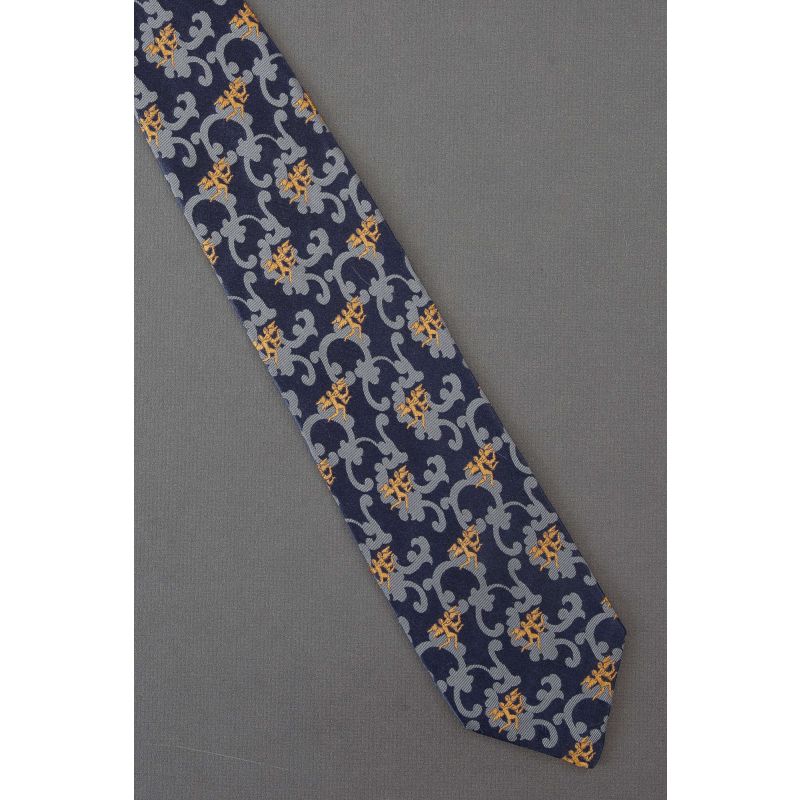 Two Angels Embrace - Navy Blue Silk Necktie