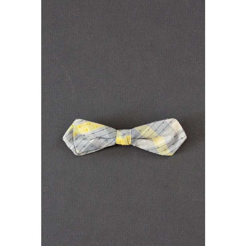 Yellow & Gray Pre-Tied Diamond Point Bow Tie