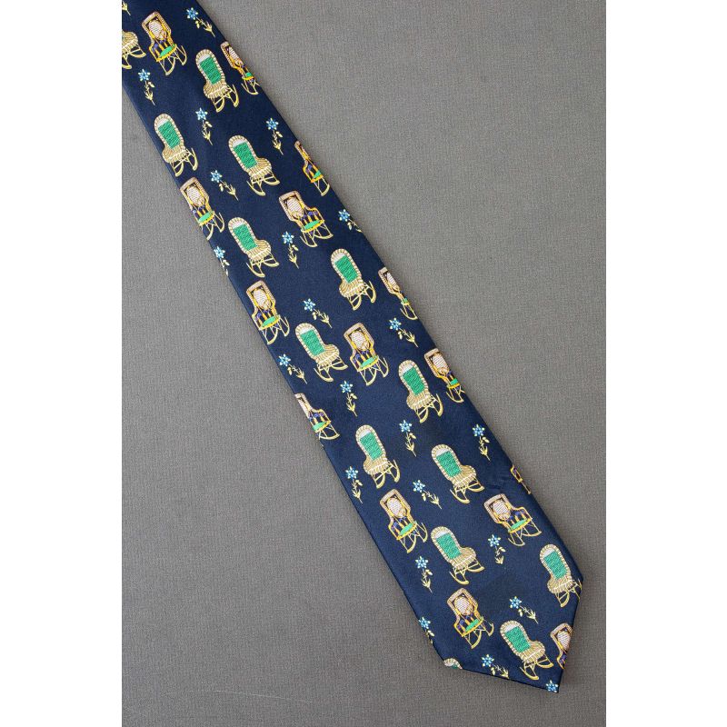 Rocking Chairs & Blue Flowers - Silk Necktie