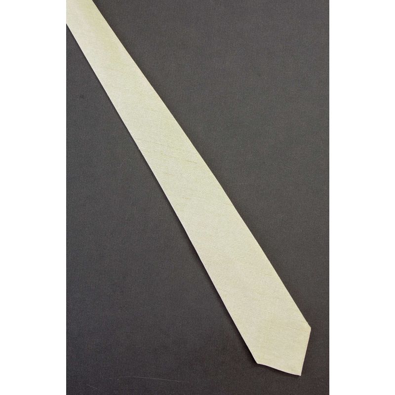Solid Ivory Color - 1980's Skinny Vintage Necktie