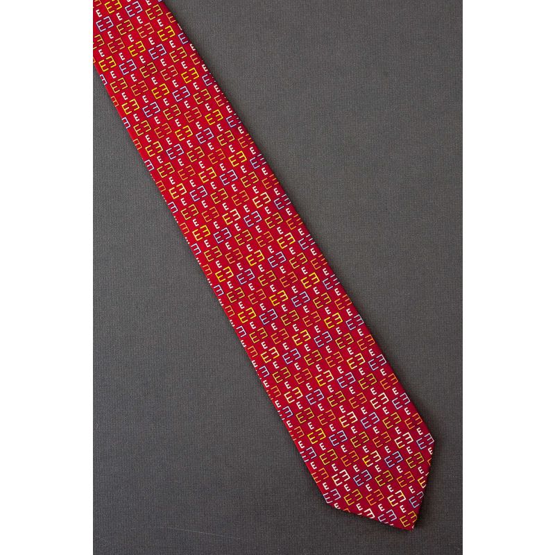 Fun With the Letter E - Unique Red Silk Necktie