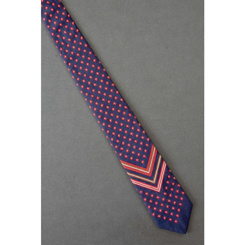 Paisleys Interrupted - 1980's Skinny Navy Tie