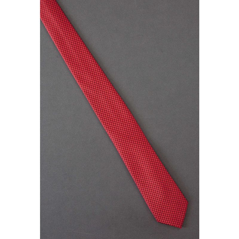Tonal Red Checker - Modern Skinny Necktie