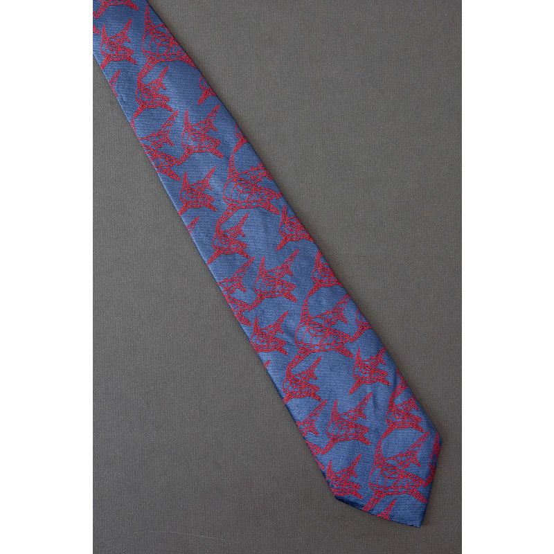 Wire Frame Sharks -- Navy Blue Silk Necktie
