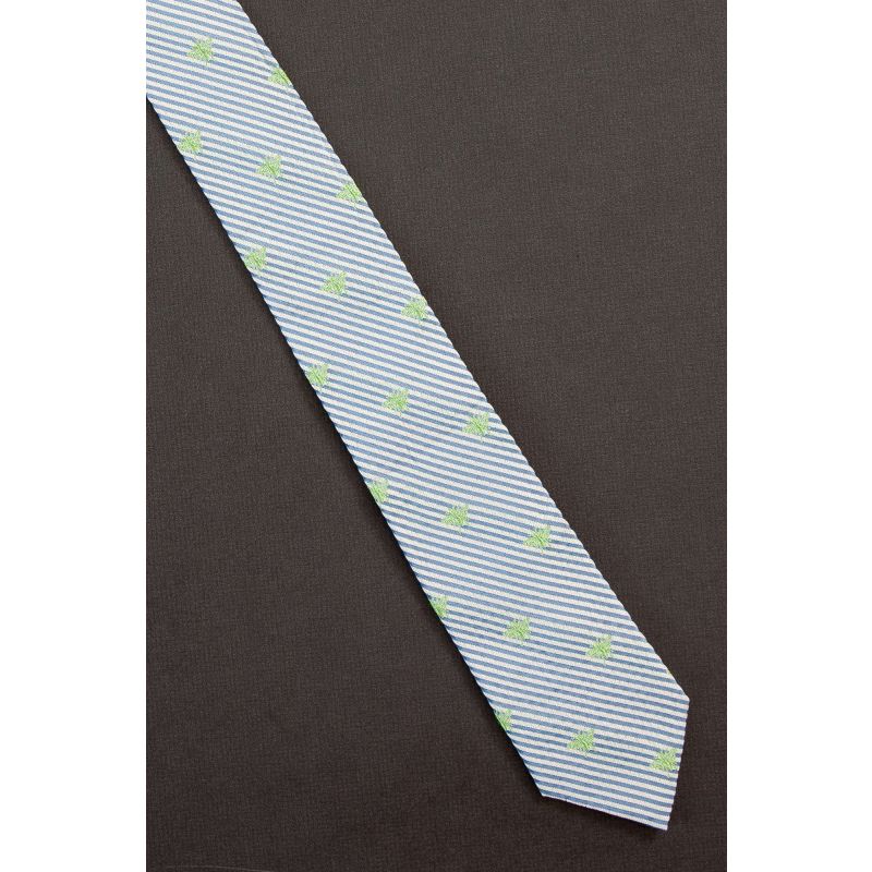 Green Winged Bug on Blue Stripe Hilfiger Tie