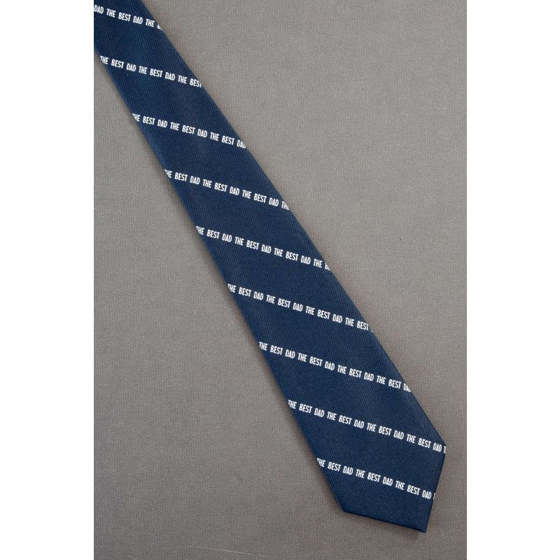 The Best Dad - Father's Day Navy Stripe Necktie