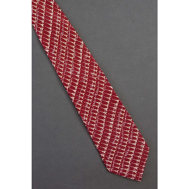 Diagonal Eiffel Tower of Paris - Red Silk Necktie