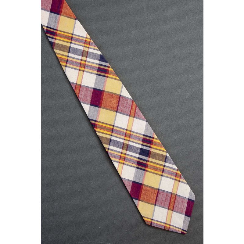 Pastel Peach & Teal Green Plaid Necktie