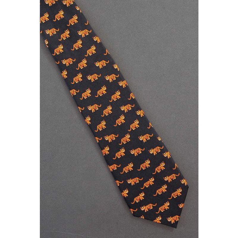 Tigers Everywhere - Silk Black  Alynn Neckwear