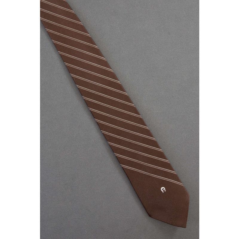 Etienne Aigner Logo - Skinny Brown Stripe Tie