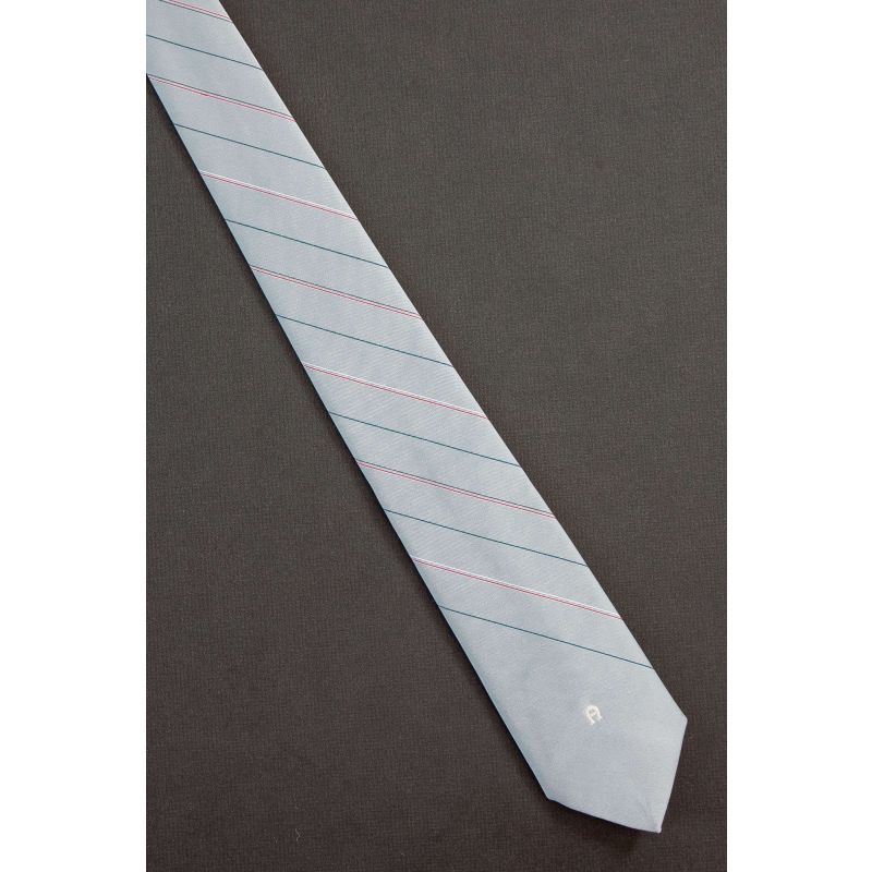 Etienne Aigner Logo - Skinny Gray Striped Tie