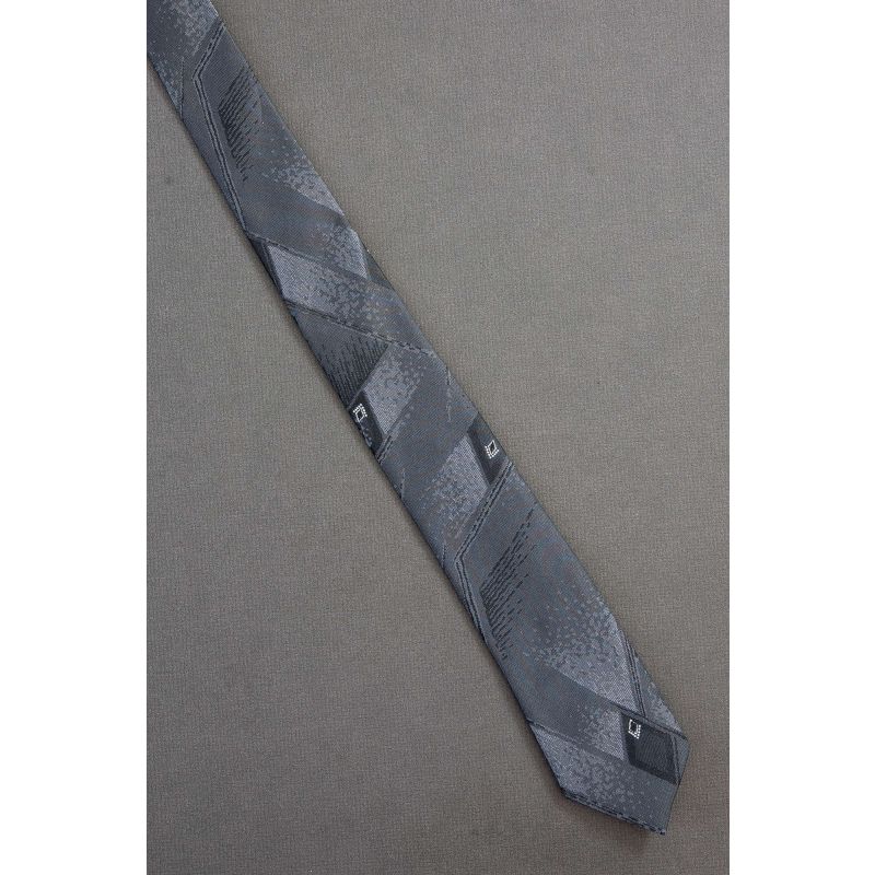 Gray Geometric Big & Small - 1980's Skinny Tie