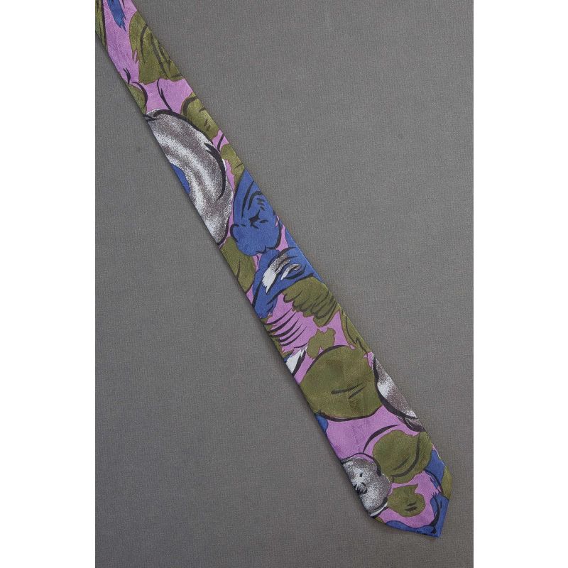 Organic Shapes - 1980's Skinny Colorful Necktie