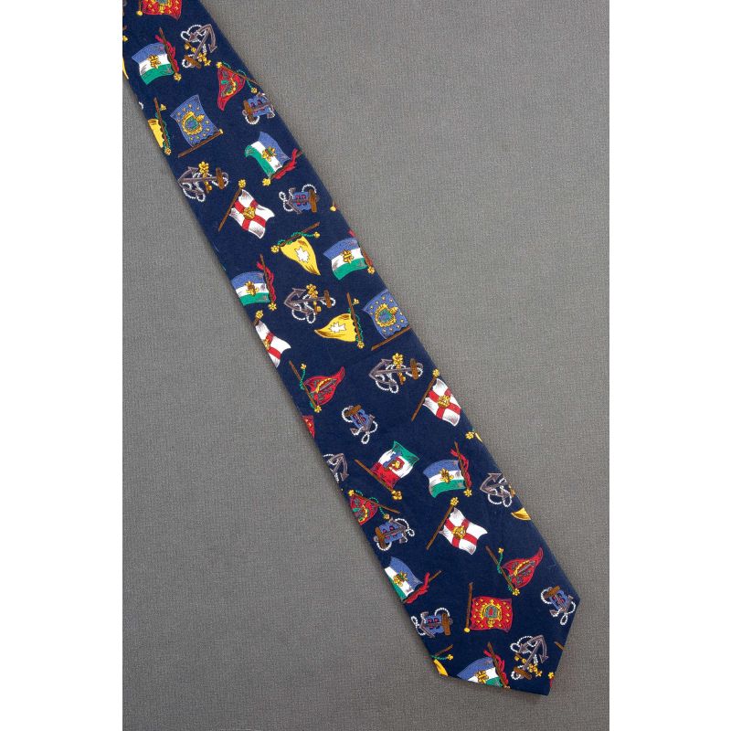 Flags & Anchors - Navy Blue Cotton Neck Tie