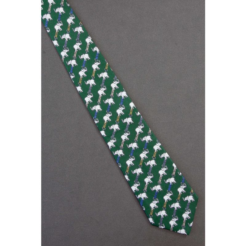 Elephants Amid Straps & Buckles - Silk Necktie