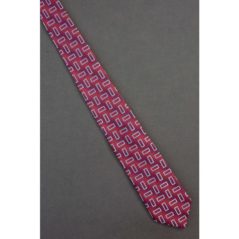 Rectangles Amid Stripes - Modern Skinny Necktie