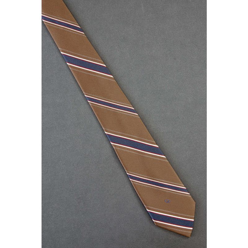 Christian Dior Logo - 80s Brown Striped Necktie