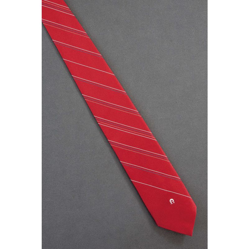 Etienne Aigner Logo - 80s Skinny Red Stripe Tie