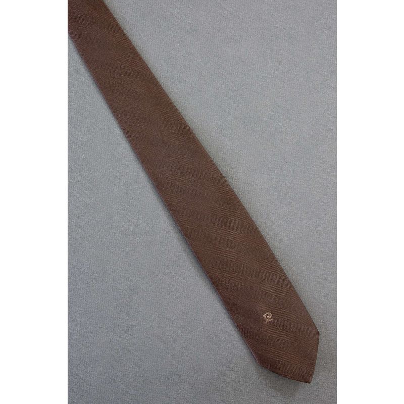 Pierre Cardin Logo - 80's Thin Solid Brown Necktie