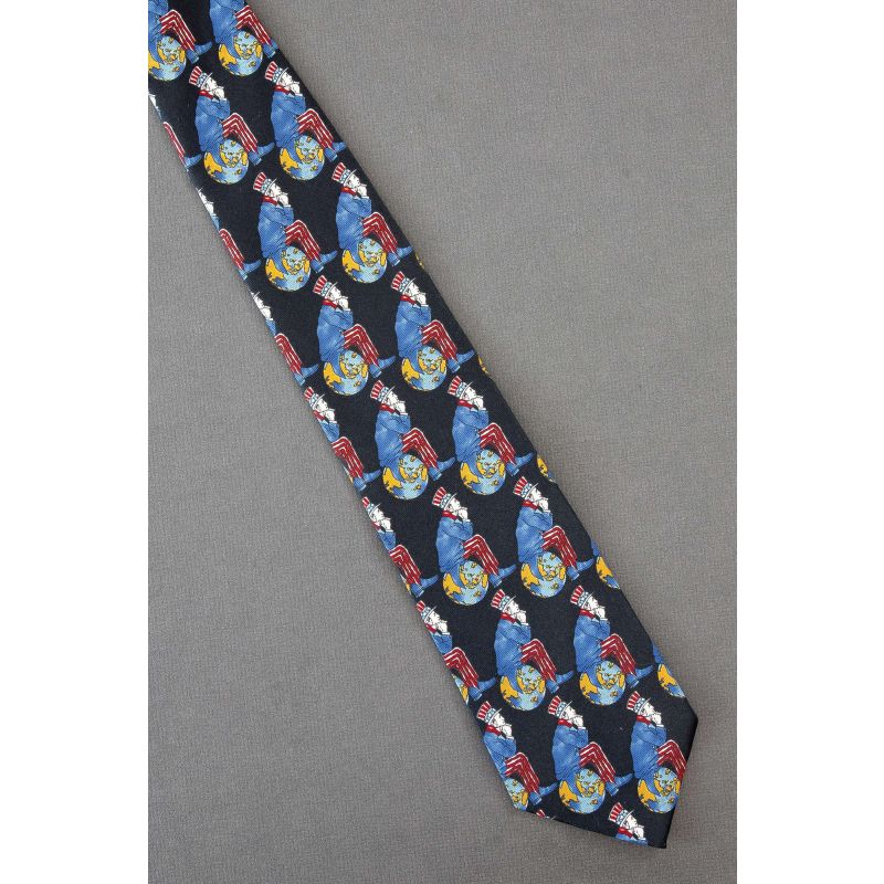 Uncle Sam Sits on Earth - Unique Black Necktie 