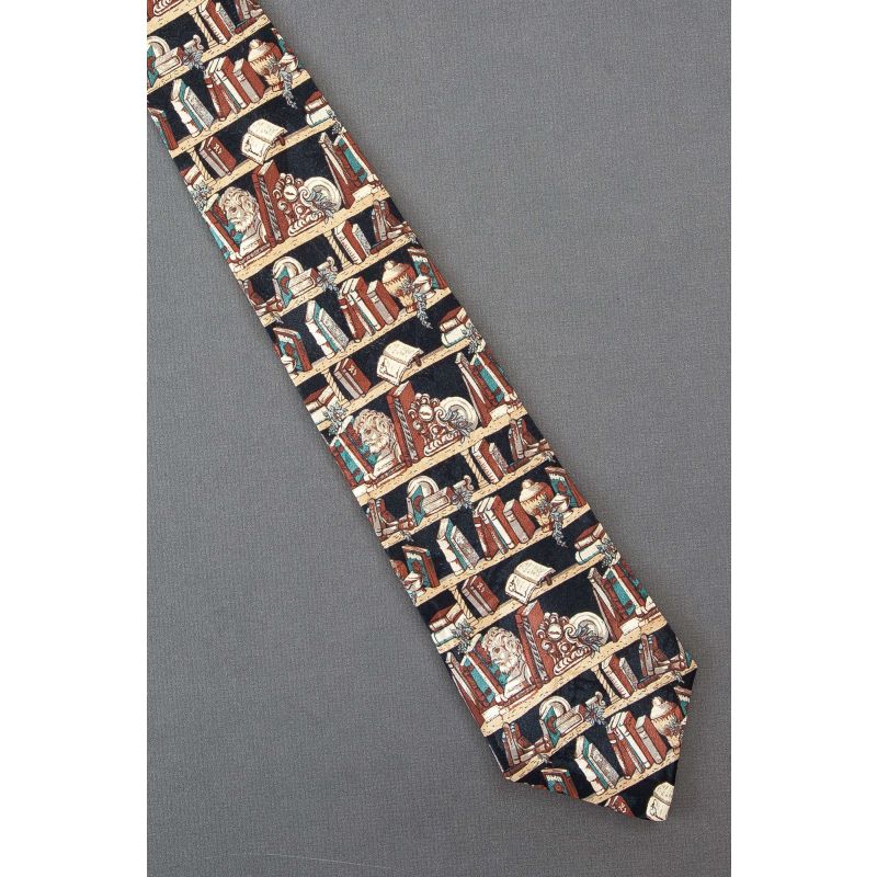 Knick Knacks & Books on Bookcase - Silk Necktie