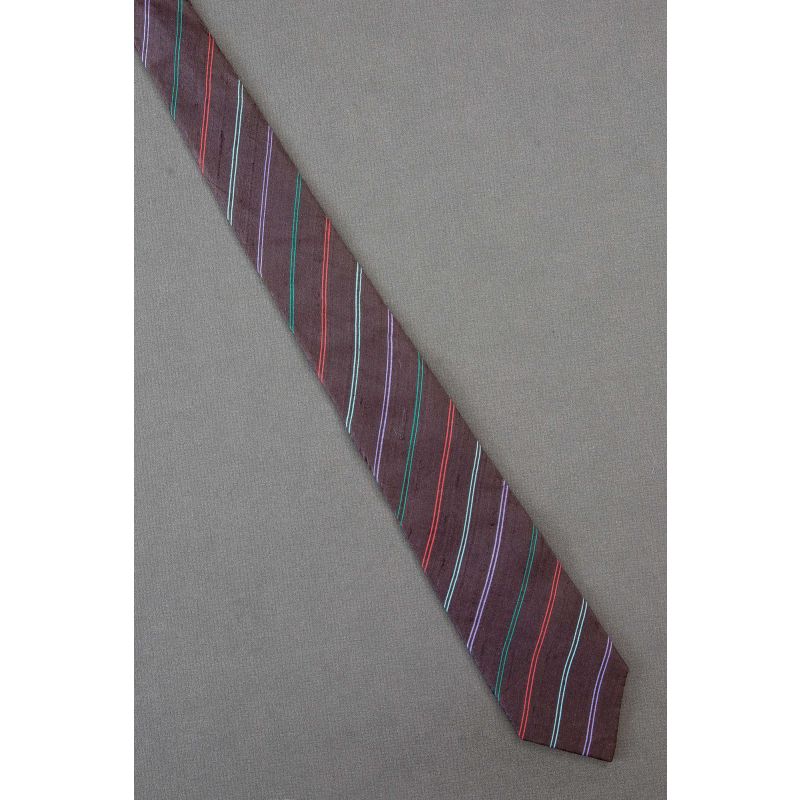 Colorful Stripes on 80's Skinny Brown Necktie